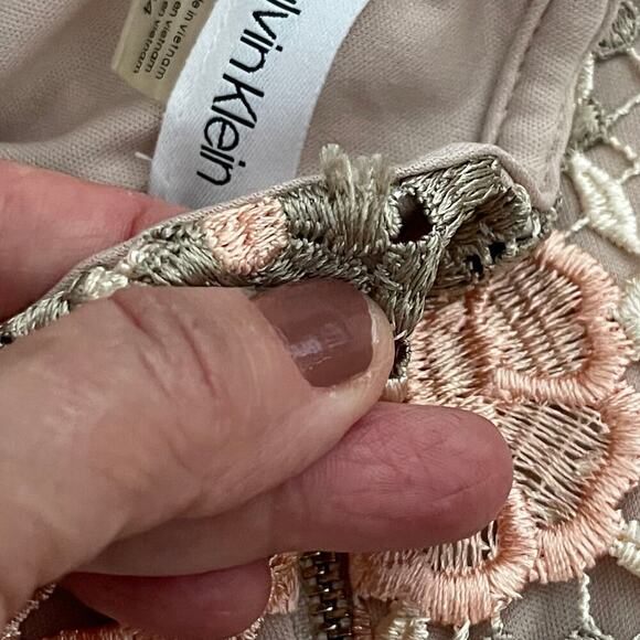Calvin Klein Floral Embroidered Cap Sleeves Lace Sheath Dress Size 14 - Picture 7 of 11